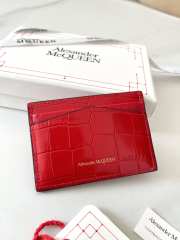 Alexander McQueen Card Holder Red Leather 10x7cm - 3