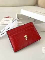 Alexander McQueen Card Holder Red Leather 10x7cm - 2