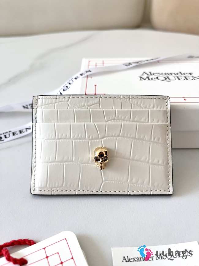 Alexander McQueen Card Holder White Leather 10x7cm - 1