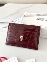 Alexander McQueen Card Holder Burgundy Leather 10x7cm - 6