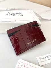 Alexander McQueen Card Holder Burgundy Leather 10x7cm - 4