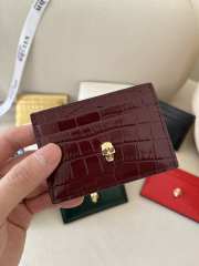 Alexander McQueen Card Holder Burgundy Leather 10x7cm - 3