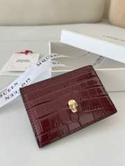 Alexander McQueen Card Holder Burgundy Leather 10x7cm - 2