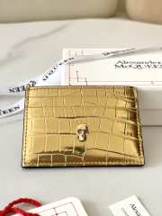 Alexander McQueen Card Holder Gold Leather 10x7cm - 1