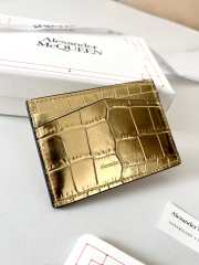 Alexander McQueen Card Holder Gold Leather 10x7cm - 6