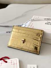 Alexander McQueen Card Holder Gold Leather 10x7cm - 5