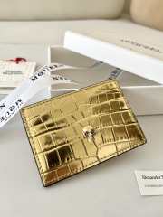 Alexander McQueen Card Holder Gold Leather 10x7cm - 4