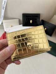 Alexander McQueen Card Holder Gold Leather 10x7cm - 3