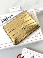 Alexander McQueen Card Holder Gold Leather 10x7cm - 2