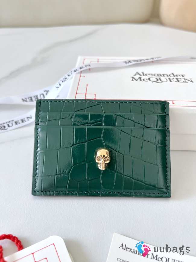 Alexander McQueen Card Holder Green Leather 10x7cm - 1