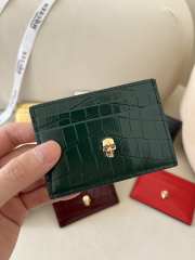 Alexander McQueen Card Holder Green Leather 10x7cm - 6