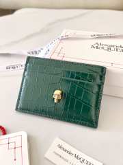 Alexander McQueen Card Holder Green Leather 10x7cm - 5