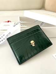 Alexander McQueen Card Holder Green Leather 10x7cm - 4