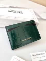 Alexander McQueen Card Holder Green Leather 10x7cm - 3