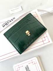 Alexander McQueen Card Holder Green Leather 10x7cm - 2