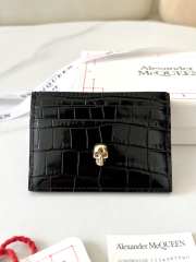 Alexander McQueen Card Holder Black Crocodile Leather 10x7cm - 1