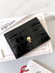 Alexander McQueen Card Holder Black Crocodile Leather 10x7cm - 6