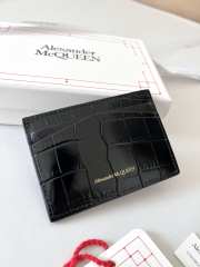 Alexander McQueen Card Holder Black Crocodile Leather 10x7cm - 5