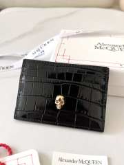 Alexander McQueen Card Holder Black Crocodile Leather 10x7cm - 4