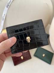 Alexander McQueen Card Holder Black Crocodile Leather 10x7cm - 3