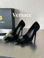 Versace High Heel In Black Velcet 10cm - 1