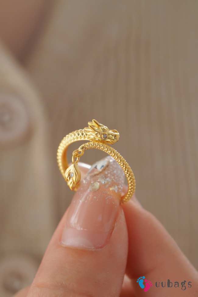 3D Lucky Dragon Gold Ring  - 1