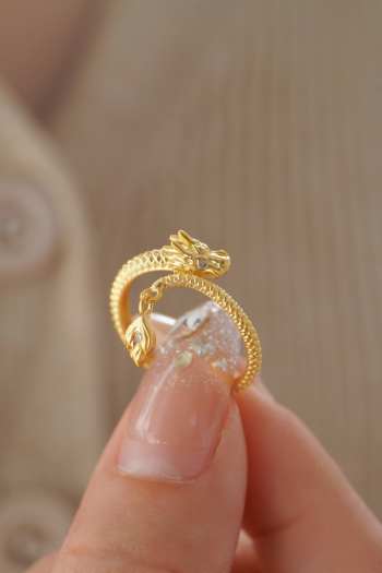 3D Lucky Dragon Gold Ring 