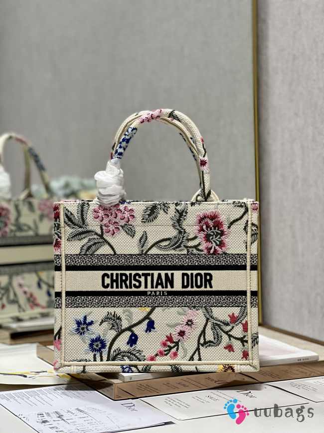 Dior Book Tote Bayadere White Bag 26.5x21x14cm  - 1