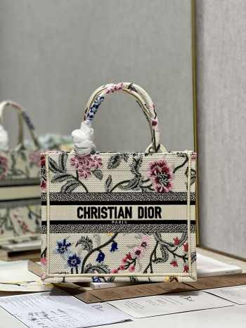 Dior Book Tote Bayadere White Bag 26.5x21x14cm 