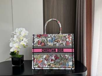 Dior Large Book Tote White and Pastel Pink Bag 42x35x18cm