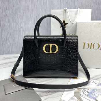 Dior Crocodile Saint Honoré 30 Montaigne Bag In Black 30x22.5x16cm 