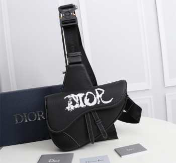 Dior Saddle Bag Black Grained Calfskin 26x19x4.5cm