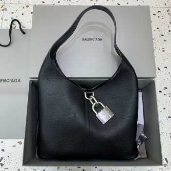 Balenciaga Hobo North-South Locker Bag With Silver Buckle 50x35x10cm