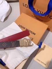 Louis Vuitton belt in red leather with gold buckle width 3cm - 2