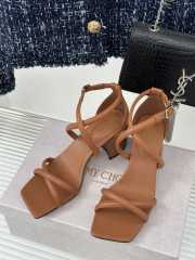 Jimmy Choo Rheea Leather Sandals In Brown 6.5cm - 1