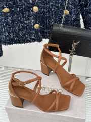 Jimmy Choo Rheea Leather Sandals In Brown 6.5cm - 3