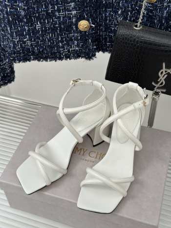 Jimmy Choo Rheea Leather Sandals In White 6.5cm