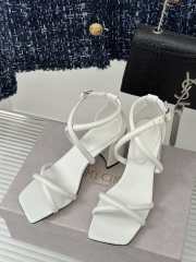 Jimmy Choo Rheea Leather Sandals In White 6.5cm - 6