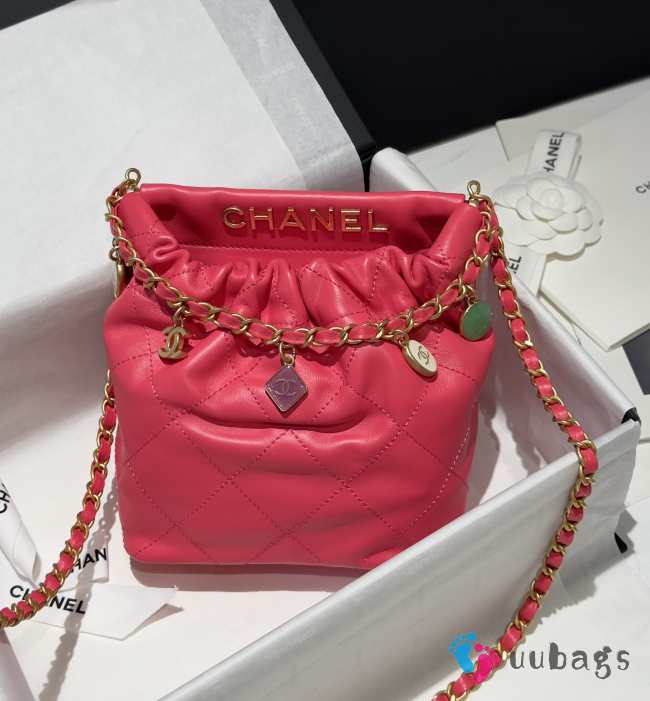 Chanel Resin Charms Chain Bucket Bag Pink 17x16x7cm - 1