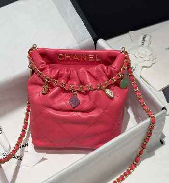 Chanel Resin Charms Chain Bucket Bag Pink 17x16x7cm