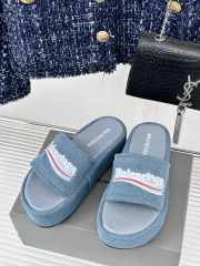 Balenciaga Blue Denim Platform Heeled Sandals  - 1