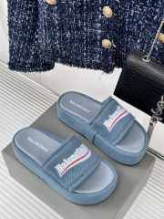 Balenciaga Blue Denim Platform Heeled Sandals  - 4