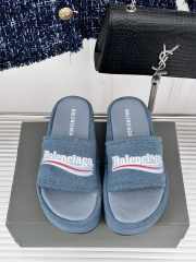 Balenciaga Blue Denim Platform Heeled Sandals  - 2