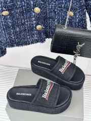 Balenciaga Black Denim Platform Heeled Sandals - 3