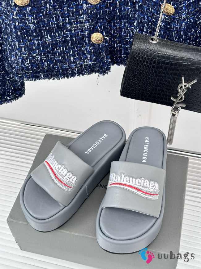 Balenciaga Grey Platform Heeled Sandals - 1