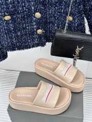 Balenciaga Beige Platform Heeled Sandals - 6