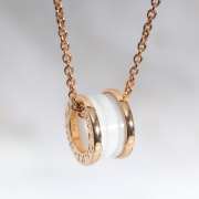 Bvlgari B.zero1 necklace with 18 kt rose gold chain and white ceramic pendant - 1