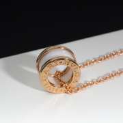 Bvlgari B.zero1 necklace with 18 kt rose gold chain and white ceramic pendant - 4