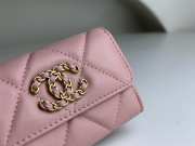 Chanel 19 Card Wallet Shiny Lambskin Gold-Tone In Pink 7.5x11.3x2.1cm - 2