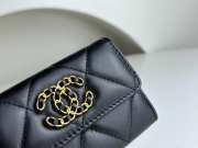 Chanel 19 Card Wallet Shiny Lambskin Gold-Tone In Black 7.5x11.3x2.1cm - 3